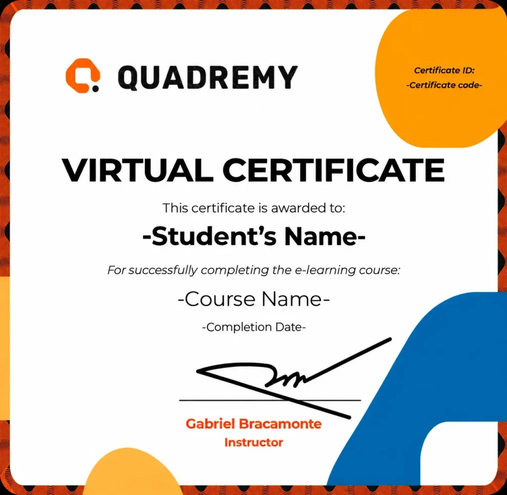Sample Quadremy certificate