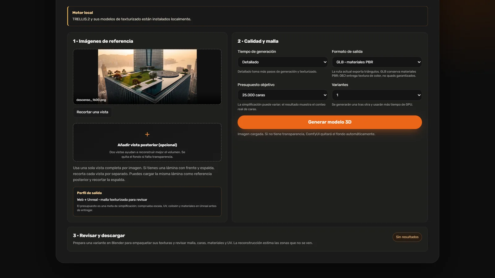 Panel de imagen a modelo 3D de Quadremy Studio